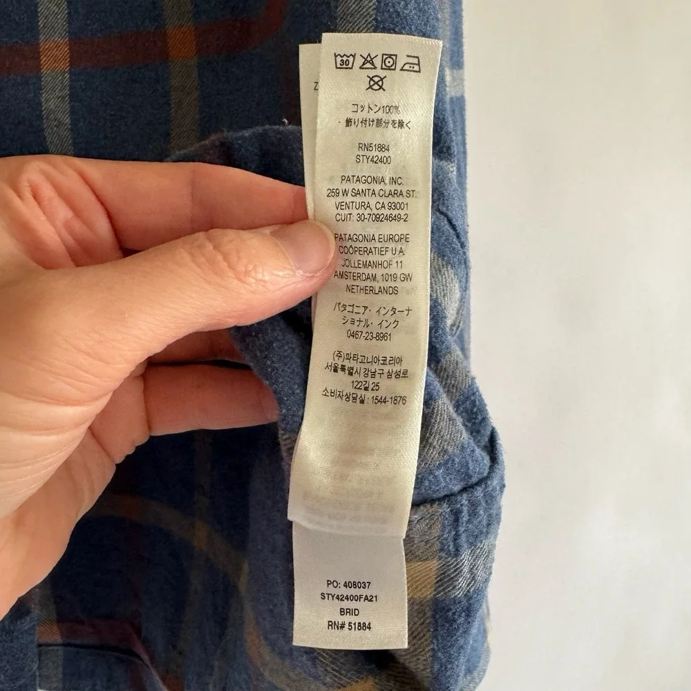 Patagonia Mens Fjord Flannel Shirt XL Organic Cotton‎ Blue Outdoor Gorpcore